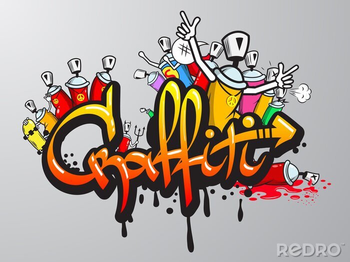 Poster  Graffiti 3D sur fond gris