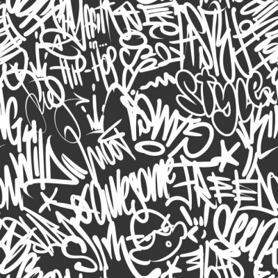 Graffiti noir avec lettrage blanc