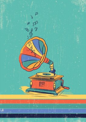 Poster  Gramophone coloré