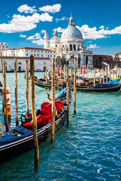 Poster  Grand Canal in Venice, Italy, with colorful gondola boats