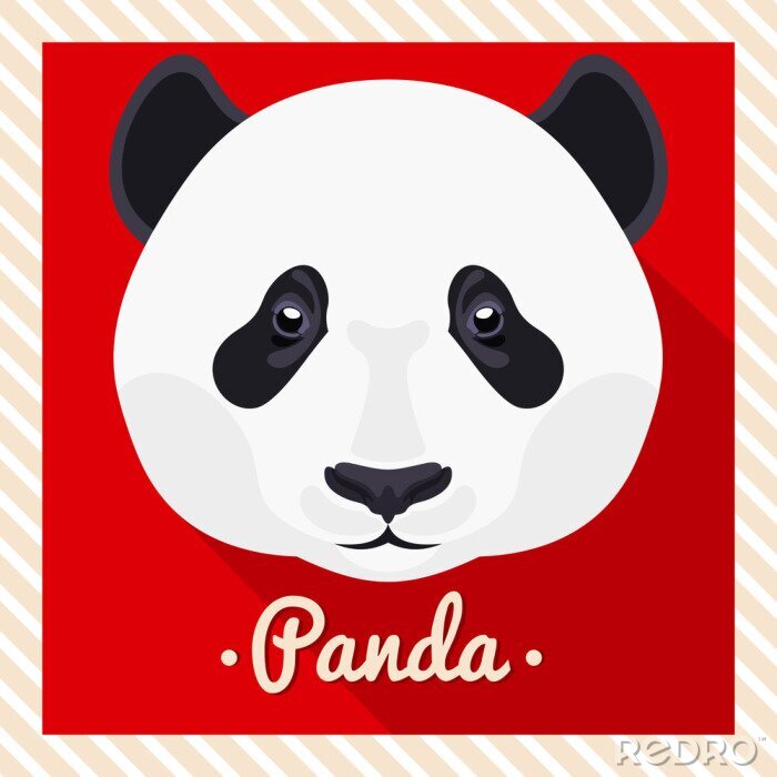 Poster  Grand panda sur fond rouge