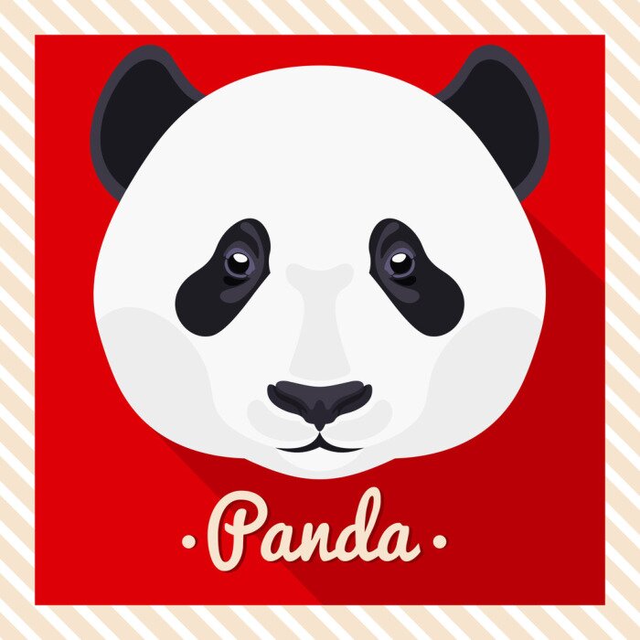 Poster  Grand panda sur fond rouge