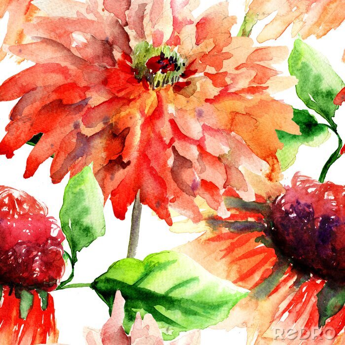 Poster  Grandes fleurs peintes avec de la peinture