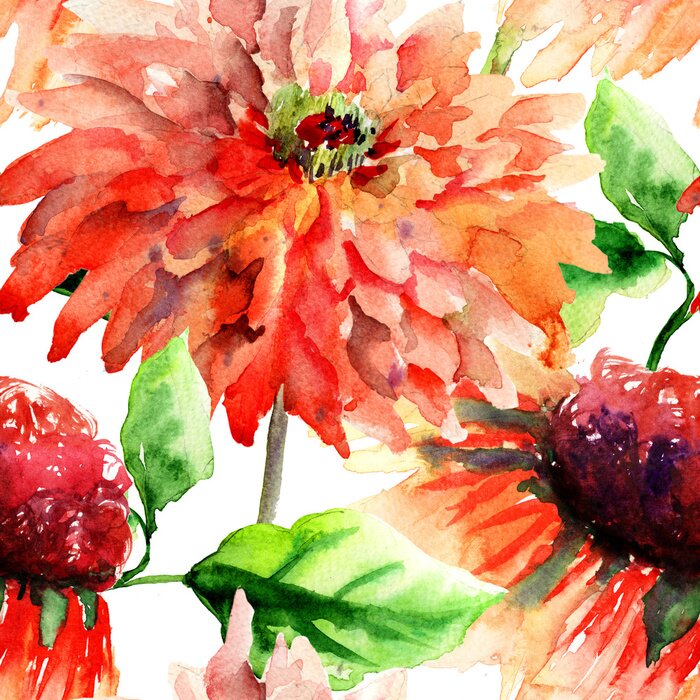 Poster  Grandes fleurs peintes avec de la peinture