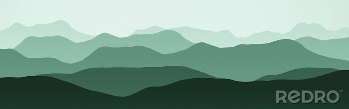 Poster  Graphique avec panorama de montagne minimaliste