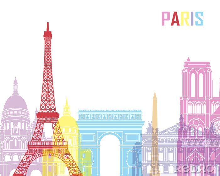 Poster  Graphique coloré des toits de Paris