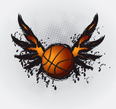 Poster  Graphique de basket-ball et d'ailes
