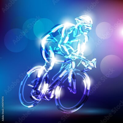 Poster  Graphique de cycliste violet et bleu