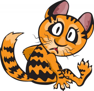 Graphique de dessin animé de chat tigré au gingembre surpris