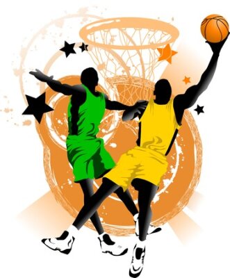 Poster  Graphique de joueurs de basketball pendant un match