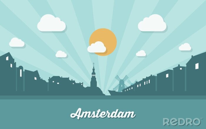 Poster  Graphique de la ligne d'horizon d'Amsterdam