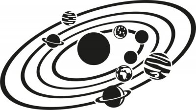 Poster  Graphique du système solaire en noir et blanc