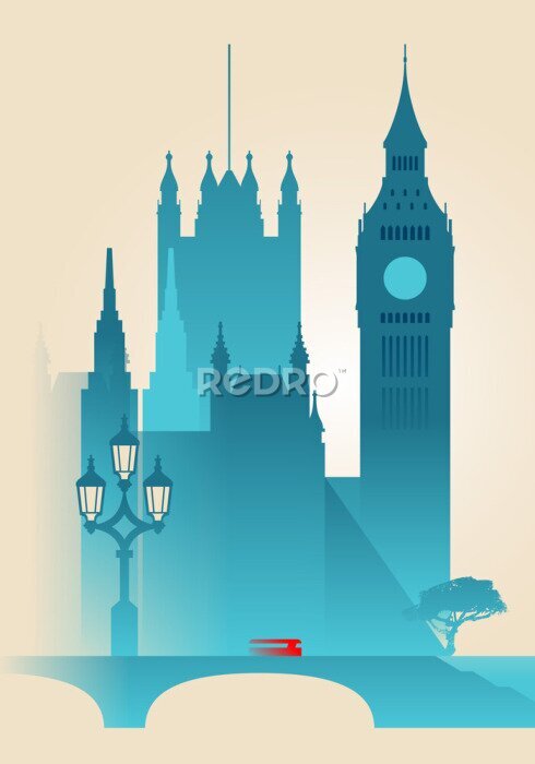 Poster  Graphique géométrique de l'architecture de Londres