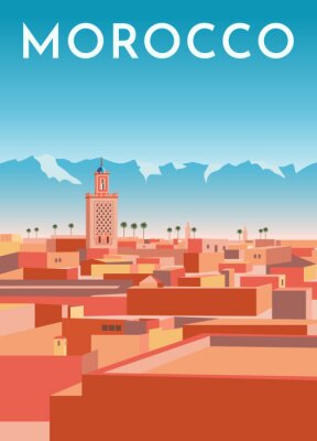 Poster  Graphique représentant un paysage marocain