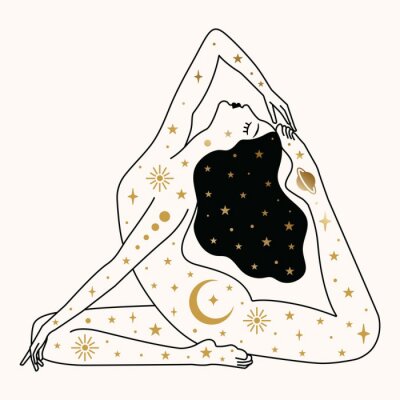 Poster  Graphique représentant un yogi et des symboles mystiques