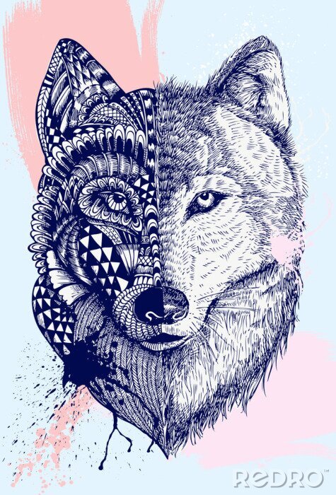 Poster  Graphiques avec un loup