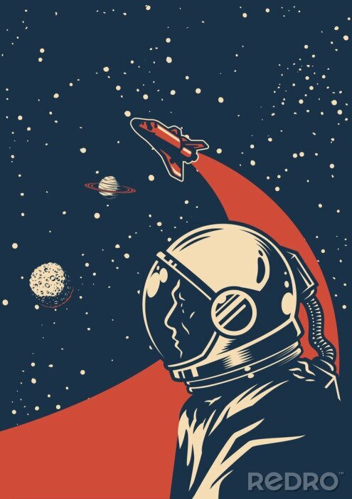 Poster  Graphiques d'astronaute dans un style rétro