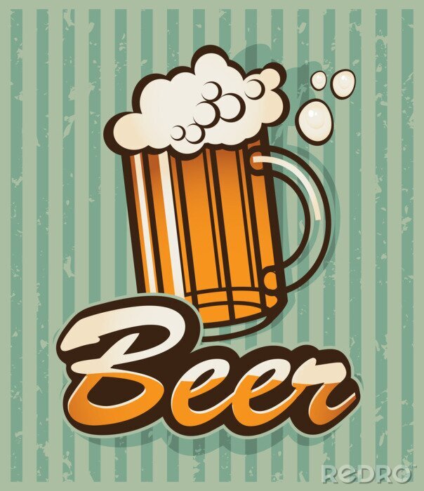 Poster  Graphiques de bière sur fond rayé vertical