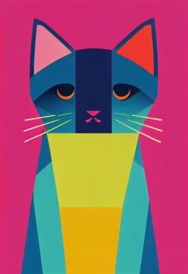 Poster  Graphiques de chat colorés