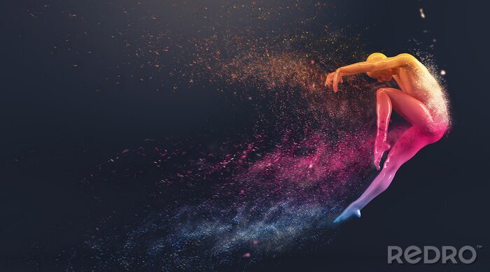 Poster  Graphiques de danse avec un danseur arc-en-ciel
