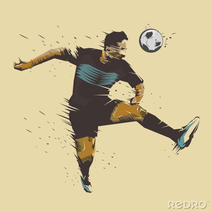 Poster  Graphiques de football avec un joueur de football en action