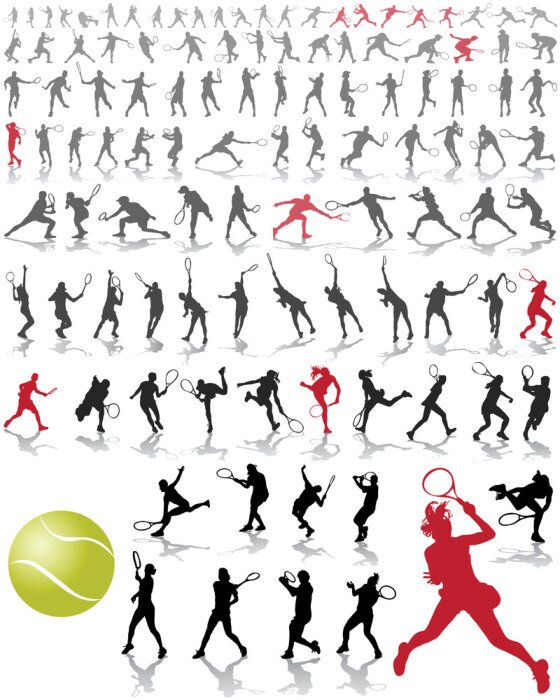 Poster  Graphiques de joueurs de tennis en mouvement
