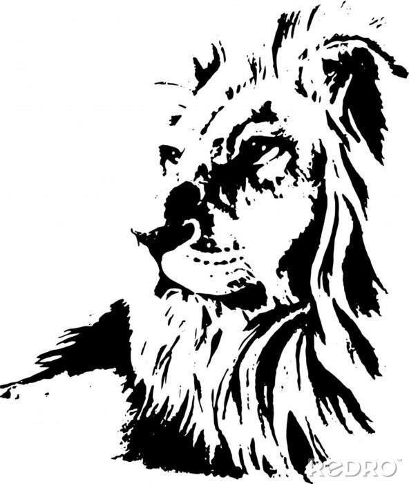 Poster  Graphiques de lion sur fond blanc