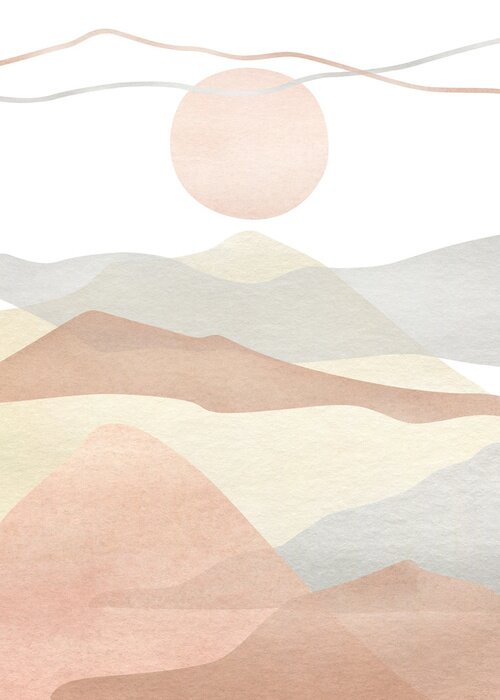 Poster  Graphisme minimaliste avec un coucher de soleil pastel