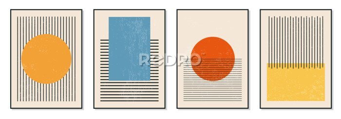 Poster  Graphismes aux motifs de style Bauhaus