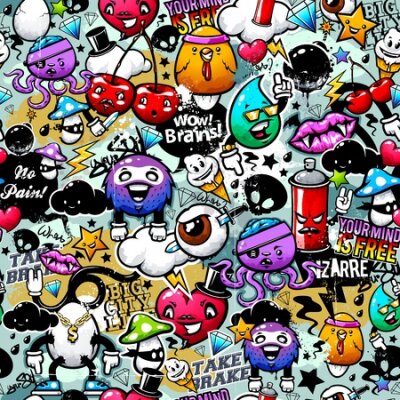 Poster  Graphismes avec images et slogans de style graffiti