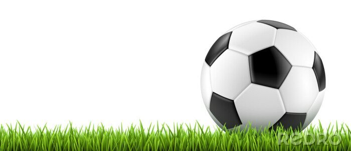 Poster  Graphismes d'un ballon de football sur l'herbe en style 3D