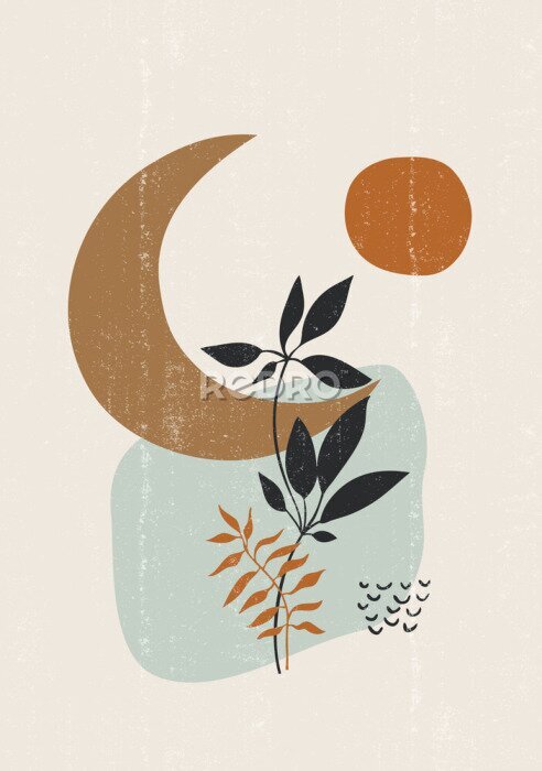 Poster  Graphismes de lune bohèmes