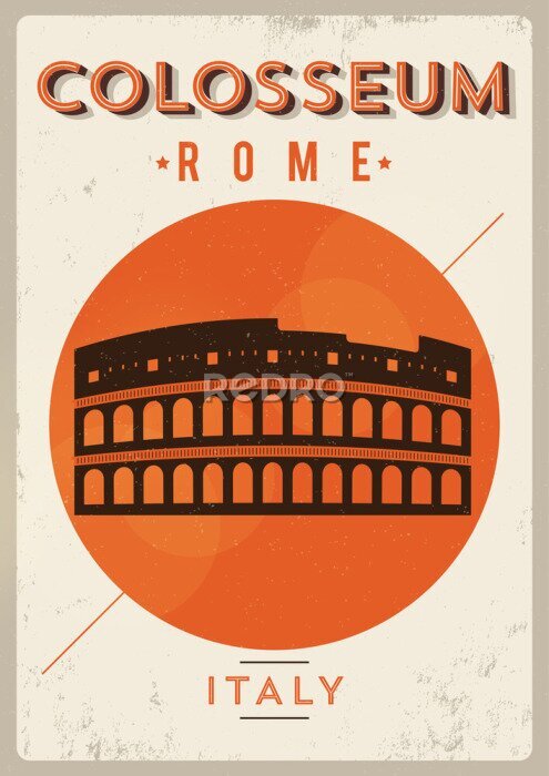 Poster  Graphismes Rome rétro élégants
