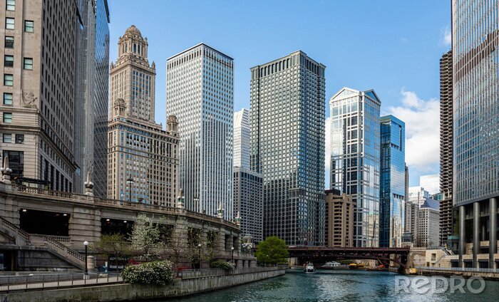 Poster  Gratte-ciel de Chicago au bord du fleuve
