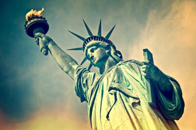 Gros plan de la statue de la liberté, New York City, un processus millésime