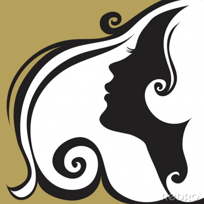 Poster  Gros plan femme vintage décoratif avec de beaux cheveux
