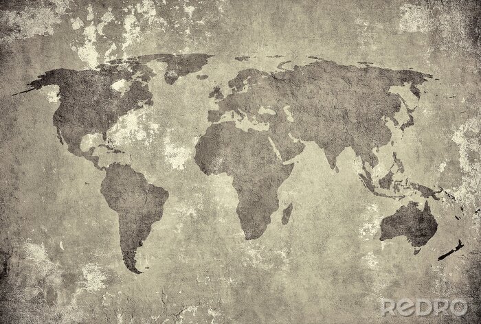 Poster  grunge carte du monde