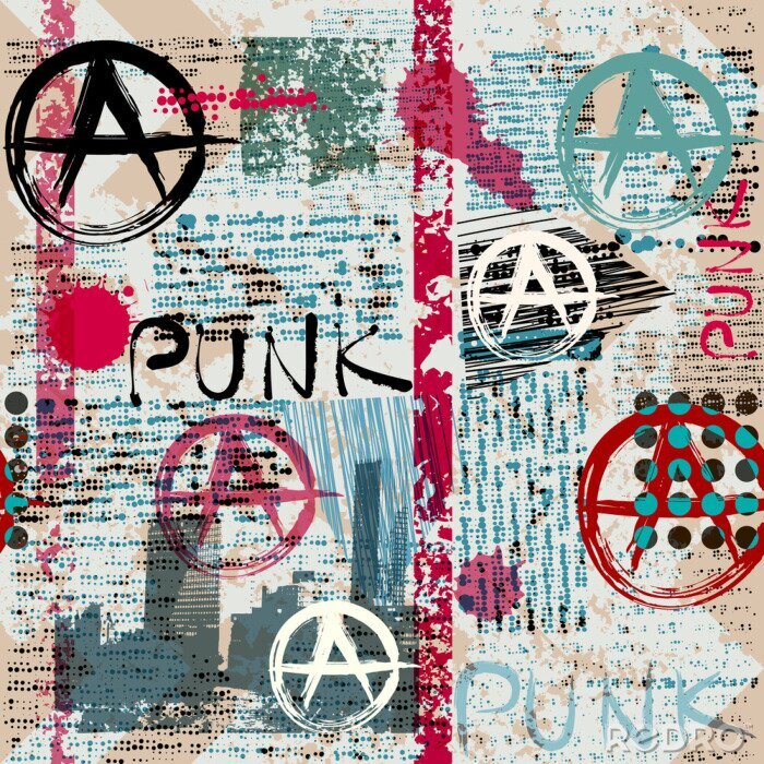 Poster  Grunge journal avec mot punk.