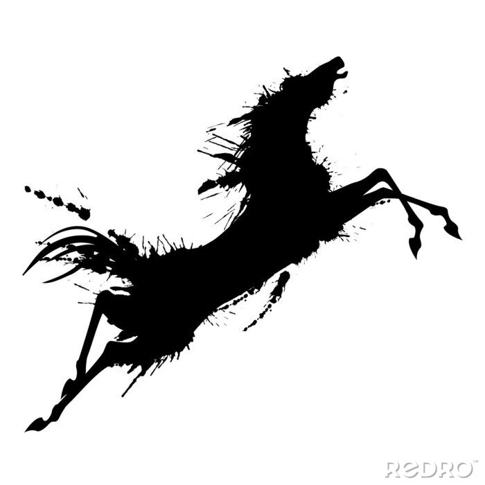 Poster  Grunge silhouette de sauter de cheval