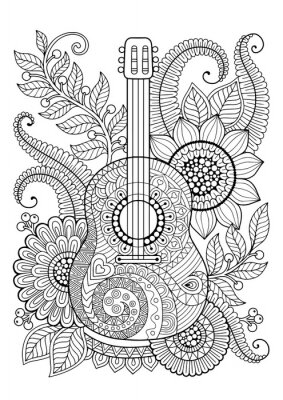 Poster  Guitare aux motifs floraux