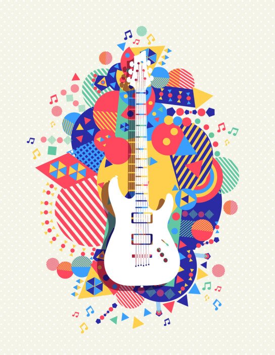 Poster  Guitare, icône, concept, musique, couleur, FORME