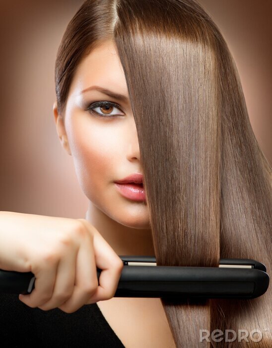 Poster  Hairstyling.Hairdressing.Hair redressage Irons.Straight cheveux