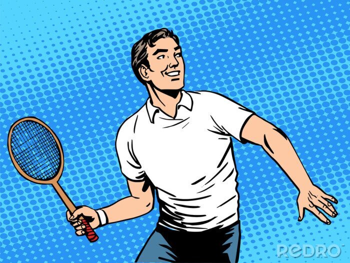 Poster  Handsome man playing tennis