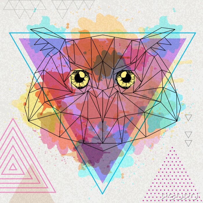 Poster  Hibou géométrique
