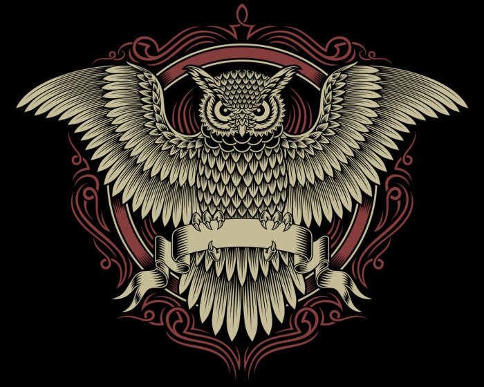 Poster  Hibou géométrique sur fond noir