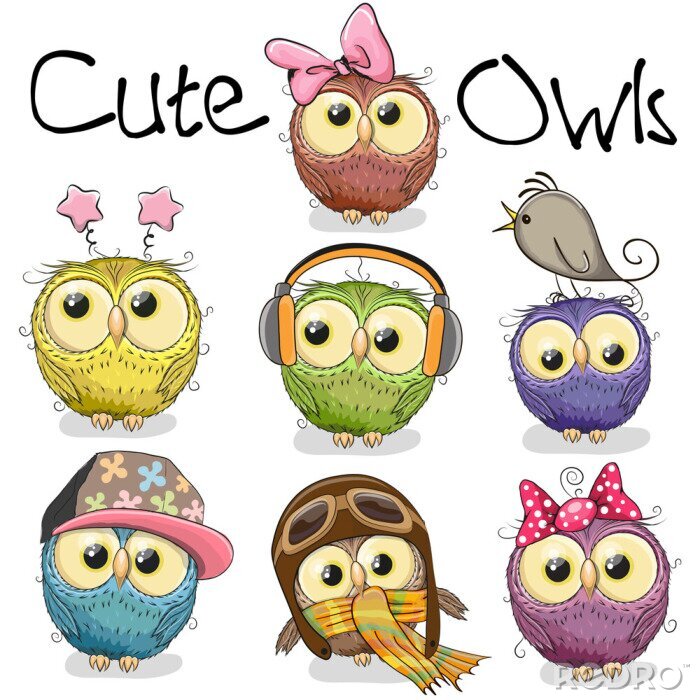 Poster  Hiboux pour enfants en plusieurs variantes