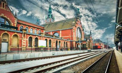 Poster  Historique de la gare de Gdansk, en Pologne.
