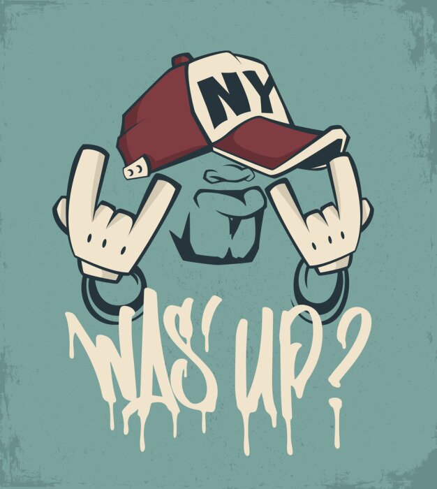 Poster  Homme cool en cap, conception d'impression de vecteur de visage hip hop