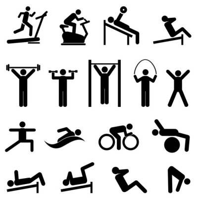 Poster  Icônes exercice, forme physique, santé et sport