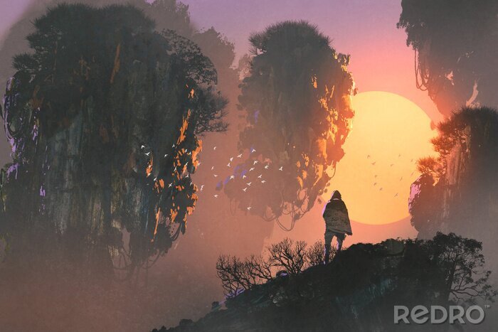 Poster  Îles en l'air dans un monde fantastique